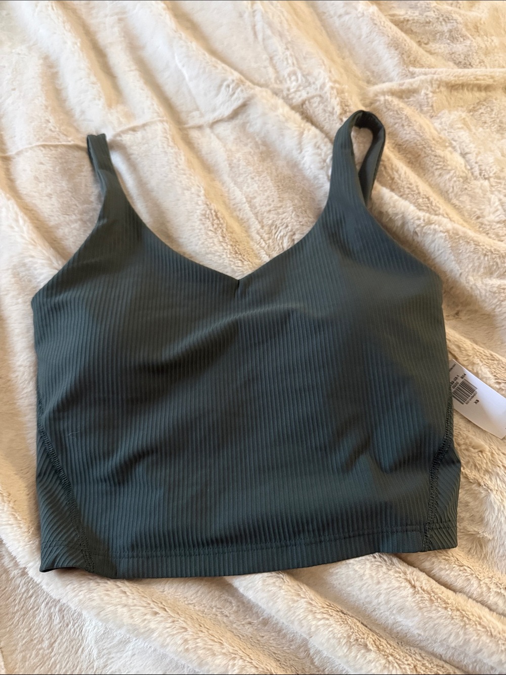 Old Navy Olive Ribbed V-Neck Long Line Sports Bra
